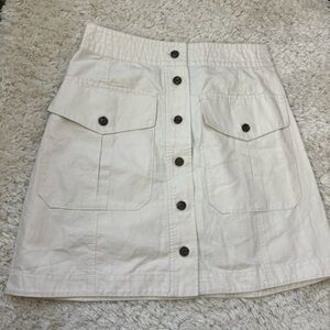 Button-Front Cream Utility Skirt